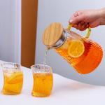 Bark Texture Glass Serving Pitcher , Borosilicate Hot Water Carafe Set