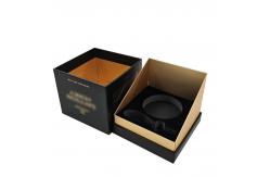 China Creative Black Scented Rigid Candle Boxes With Golden Paper Custom Printing supplier