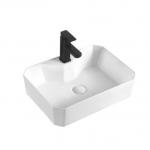 Apartment White Ceramic Bathroom Sink Countertop Mounted Modern Square for sale