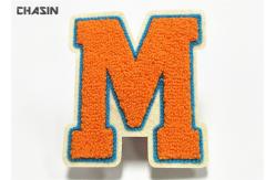 China Bright Orange  M Chenille Varsity Letter Patches Abrasion Resistant supplier