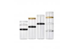 China Amber Clear PET Plastic Storage Jars With Aluminum Plastic Screw Cap supplier