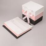 Laminated Pink Folding Cardboard Gift Packaging Box With Bow Ribbon for sale