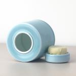 Glossy Finish Sky Blue Ceramic Storage Jar With Lid Modern Design