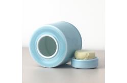 China Glossy Finish Sky Blue Ceramic Storage Jar With Lid Modern Design supplier