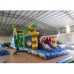 White Shark Inflatable Obstacle Courses Silk Printing 14 X 4m With Palm Trees for sale