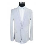 Blue Pinstripe Mens White Blazer Jacket Worsted Fabrics All Cotton Material for sale
