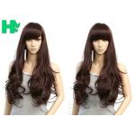 Brown Color Rose Intranet Long Curly Wigs Synthetic Hair 250% Density for sale