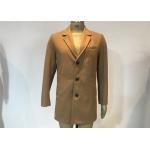 Camel Long Mens Medium Trench Coat Wool Winter Coat With Lapel Collar for sale