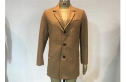 China Camel Long Mens Medium Trench Coat Wool Winter Coat With Lapel Collar supplier