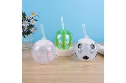 China Custom Plastic Football Shaped Cup With Straw Cute Milk Tea Cup supplier
