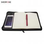 Waterproof Portable Zippered Leather Portfolio , PU Leather File Folder With Zipper