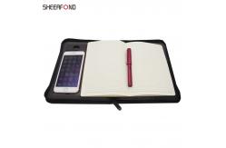 China Waterproof Portable Zippered Leather Portfolio , PU Leather File Folder With Zipper supplier