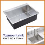 Cabinet Top Mount Stainless Steel Farmhouse Sink 16 Gauge 65x51 for sale