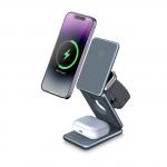 Foldable Magnetic Metal Wireless Charging Aluminum Alloy 3 In 1 Portable Magnetic Charger for sale