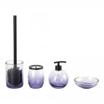 Glass Bathroom Accessories Set Ombre Blue With Round And Ball Shape Glass Soap Dispenser for sale
