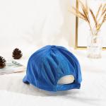 Custom Blue 58cm 6 Panel Baseball Caps Velcro Back Closure