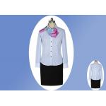 Modern Office Slim Long Sleeve Work Uniform Lady Blue White Striped Shirt for sale