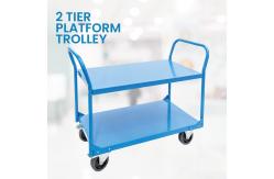 China Customized 1200LB 2 Tier Trolley Metal Utility Cart With Double Handle supplier