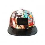 High - End ACE Unisex Creative Graffiti Snapback Curve Brim Cap Leather With Leather Patch for sale