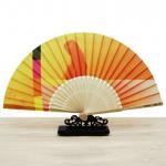 Custom Printed Logo Folding Bamboo Handfan Rib Wedding Wooden Handheld White for sale