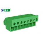 Green Color 3.81mm Pitch Plug In Terminal Block Female Parts 300V 10A for sale