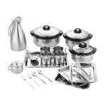 19pcs Cooking pots and pans set serving tray steel work food warmer soup pot coffee thermos pot milk mug for sale