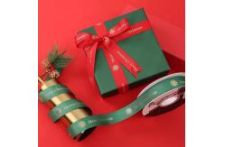 China Printed Polyester Satin Grosgrain Ribbon 25mm Red Christmas Ribbon supplier
