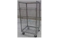 China No Top Shelf Laundry Wire Utility Cart Three Mesh Layers With Hanger supplier