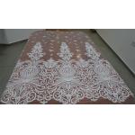 Embroidered Guipure Beaded Lace Fabric Polyester On Nylon Mesh With Flower for sale