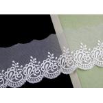 Nylon Mesh Cotton Embroidery Lace Trim With Floral Design Scalloped Edge No Azo for sale