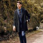 Autumn and Winter Warmth Men's Black Lapel Woolen Coat for Business Casual Wear for sale