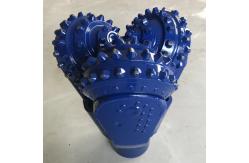 China Blue API Three Cones Bit Tri Roller Cone Bit Hard Faced Bearing Surface supplier