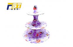 China Luxury Fancy Cardboard Cake Display , Round Shape Three Tier Cardboard Cake Stand supplier