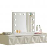 Small LED Bulbs Makeup Mirror With Lights Luxury Tabletop Led Bathroom Vanity Mirror for sale