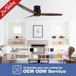 Flush Mount Ceiling Fan With Remote Control，Solid  Blade Quiet  DC Motor