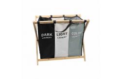 China Reusable Folding Collapsible Laundry Hamper For Clothes Socks Sturdy Bamboo Wood supplier