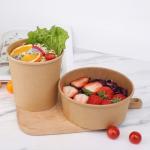 Custom Printing Food Packing Box Container Glossy Embossing Single PE Custom Kraft Brown Paper Bowl for sale