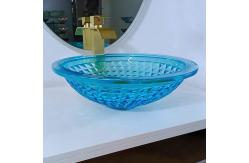 China Artistic Blue Vessel Bathroom Sinks Ocean Crystal Round Shape Vanity Sink supplier
