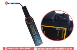 China Adjustable Sensitivity Knob Handheld Wand Metal Detector Black With Rubber Grip supplier