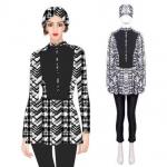 Digital Print Muslim Swimsuit Three Piece Islamic Burkini Swimsuit Polyamide With Cap Pant