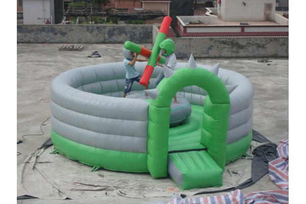 Small Inflatable Gladiator Joust , Inflatable Amusement Park With Green / Grey