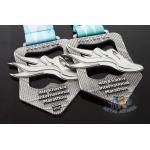 Maration Cut Out Design Antique Silver Custom Sports Medals 10K And 5K Bespoke Medallions Full Color Ribbon for sale