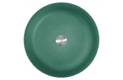 China Matt Green Bathroom Wash Basins With Faucet No Overflow Vanity Countertop Vessel Sinks supplier