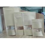Brown k Stand Up Pouch Customized Paper Bags Food Packaging Bags With Clear Window for sale