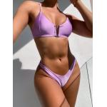 Bikini Push Up Swimsuit Stitching Transparent Split Sexy Swimming Suit For Ladies purple and other colour  cool bikini for sale