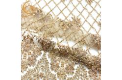 China 1 Yard Lengh Eco Friendly Gold Bridal Lace Fabric 140cm Width Beaded Heavy supplier