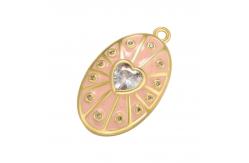 China Zircon Oval Enamel Heart Pendant Gold Plated Charms OEM supplier