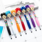 Cute Cartoon Plastic Ball Pen Doll Head Touchscreen Ballpoint Pens Kids Gift for sale