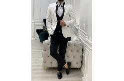 China 65% Polyester Mens Tuxedo Suit 32% Viscose 3% Lycra White Tuxedo Jacket supplier