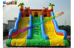 China Three Lane Inflatable Bouncers With Slide Hand Printing 8mLx5mWx6mH supplier